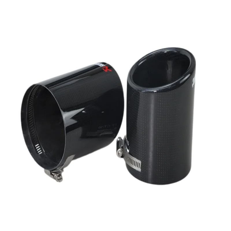 1PC Car Universal Case Black Glossy Exhaust Tip housing Straight Edge Carbon Fiber Exhaust Muffler Pipe Tip Cover