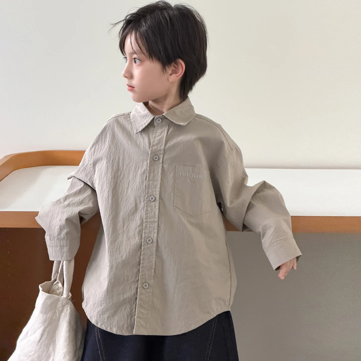 

Children's Clothing 2026 Spring New Boys Pure Cotton Shirt Children's Spring Shirt