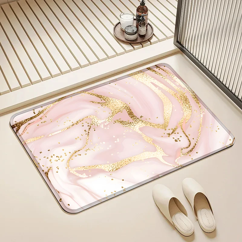 

Pink Gold Marble Doormat Non-Slip Floor Mat Home Entrance Door Rug Luxury Style Decor Kitchen Bathroom Supplies