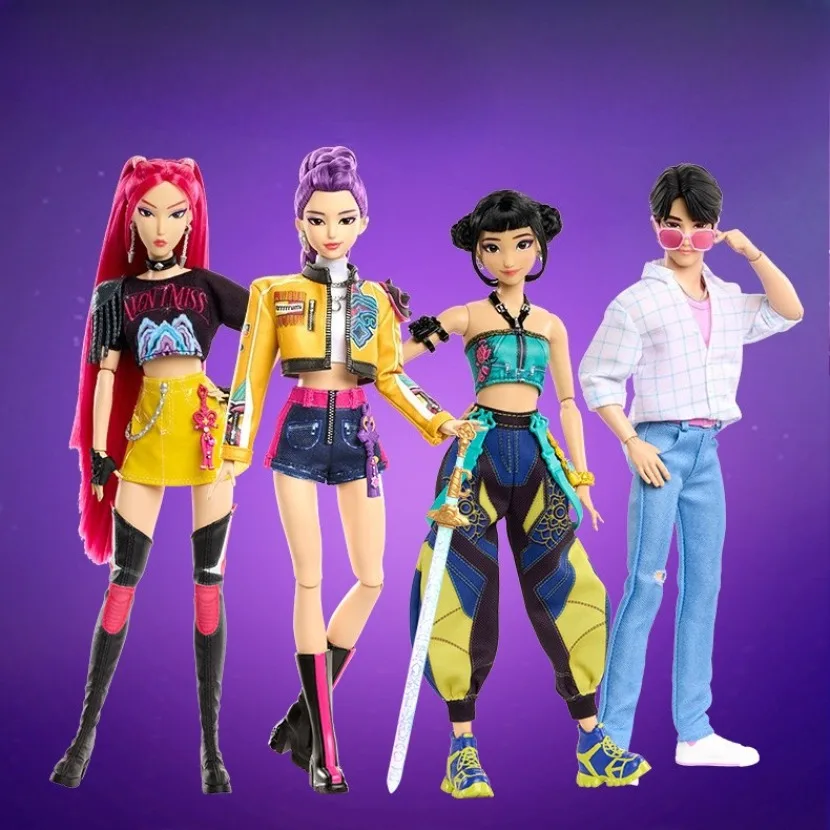 Original Genuine KPop Demon Hunters Anime Figures Troupe Classic Modeling Doll Series Joint Movable Holidays Gifts Barbie Dolls