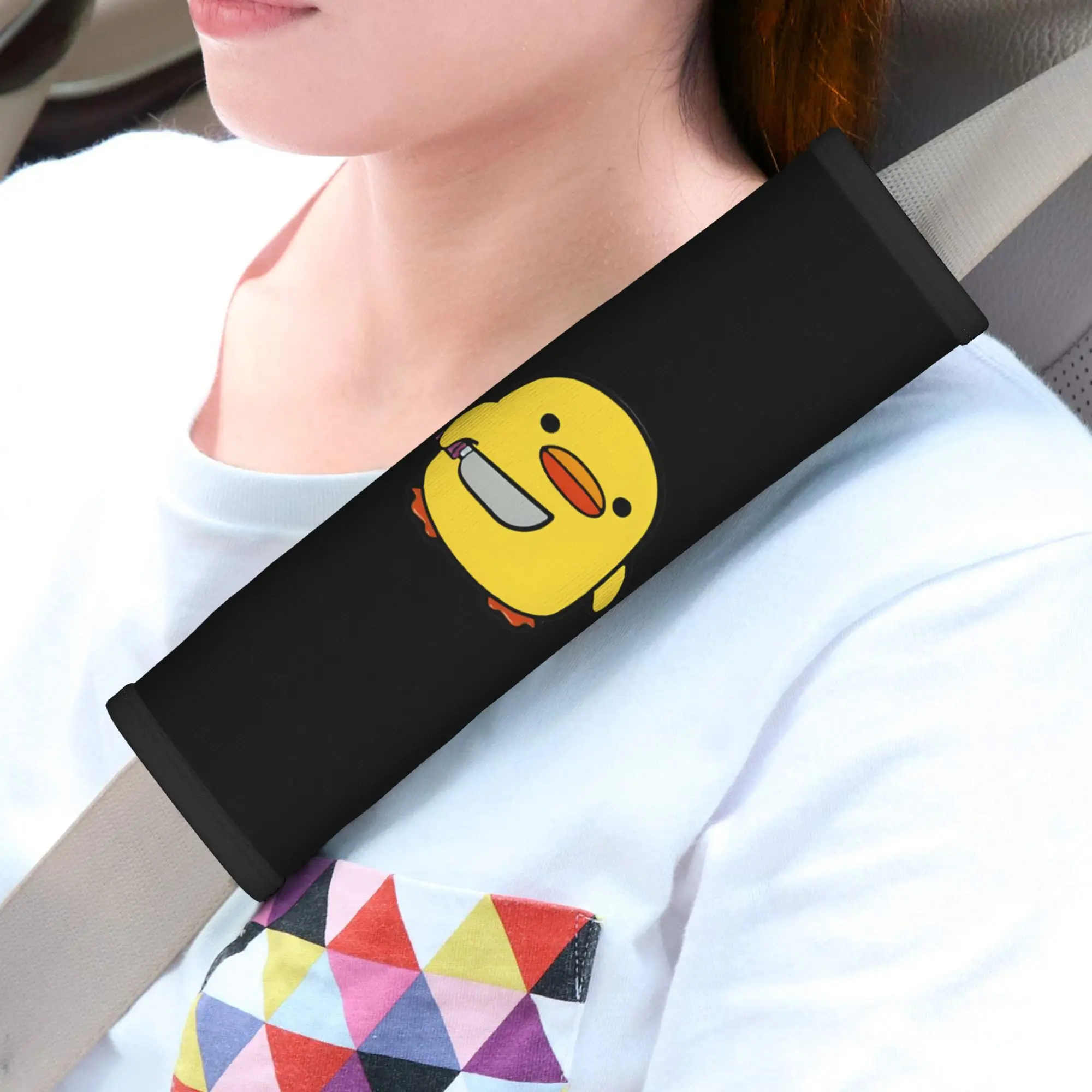 3-In-1 Non-Slip Design Yellow Duck Car Seat Belt Shoulder Pad For Travel Bags And Backpacks
