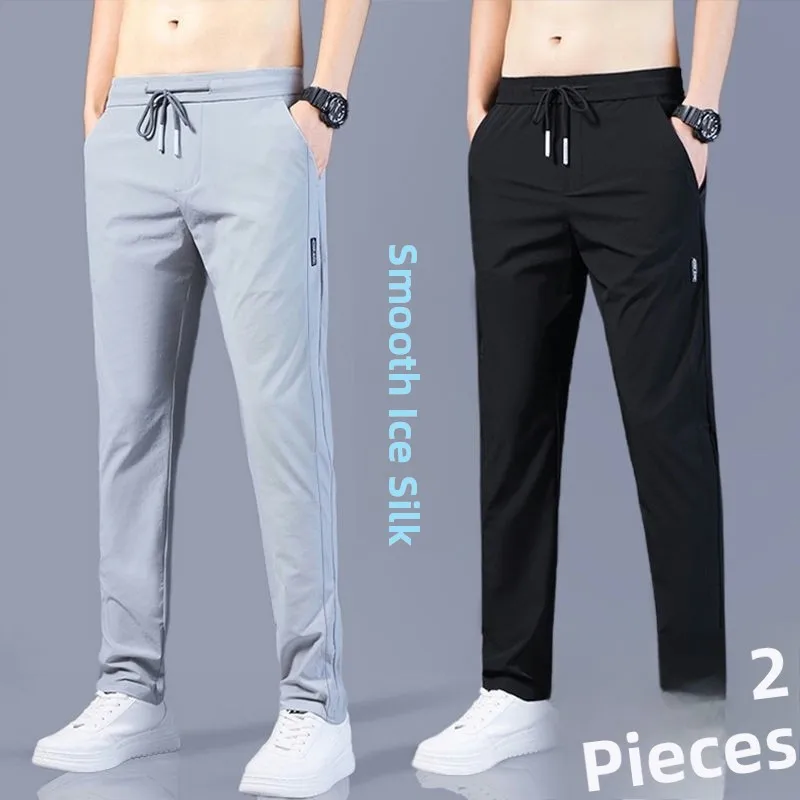 

Повседневные свободные мужские спортивные брюки, тонкие летние молодежные универсальные корейские длинные брюки, удобные, дышащие, легкие, для путешествий