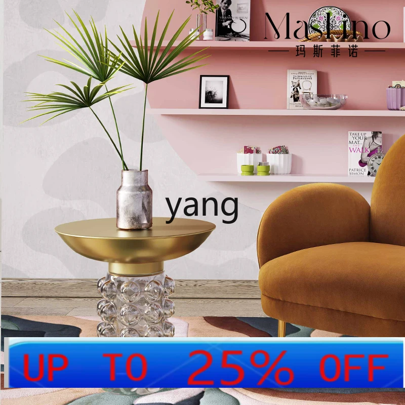 

Lmm modern style creative transparent bubble coffee table glass metal edge few living room villa