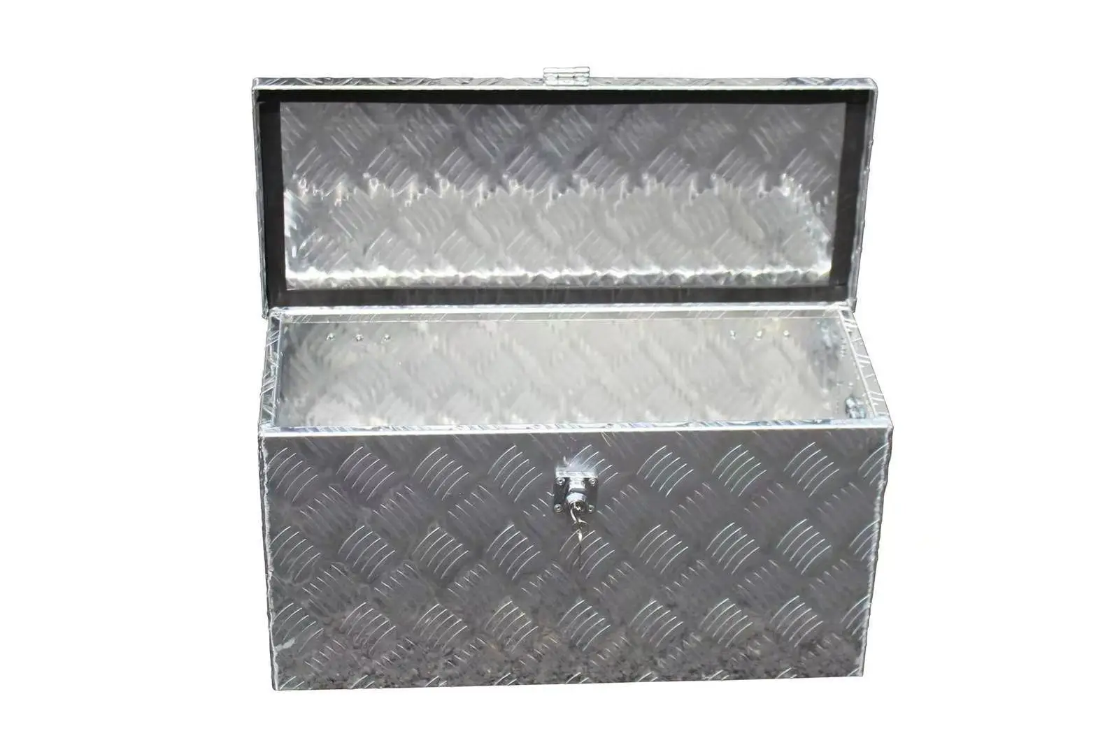 Customized 600 x 250 x 300 mm Aluminum Tool Box Checkered Plate Heavy Duty Pickup Truck Storage Five Bars