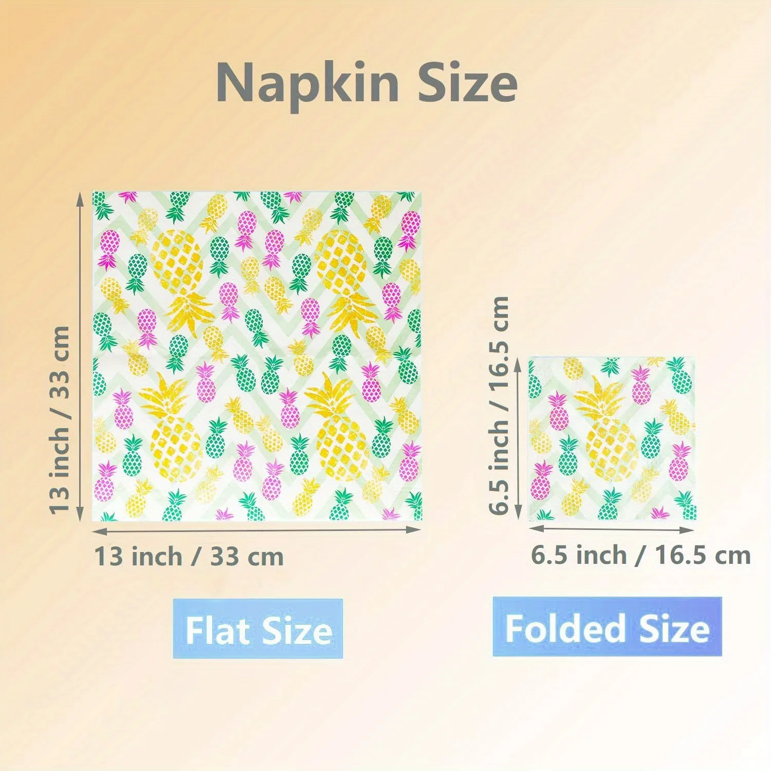 20 Count Disposable Paper Party Napkins 2 Ply Pineapple Print Decorative Beverage Guest Luncheon Dinner Cocktail Napkins - view 4