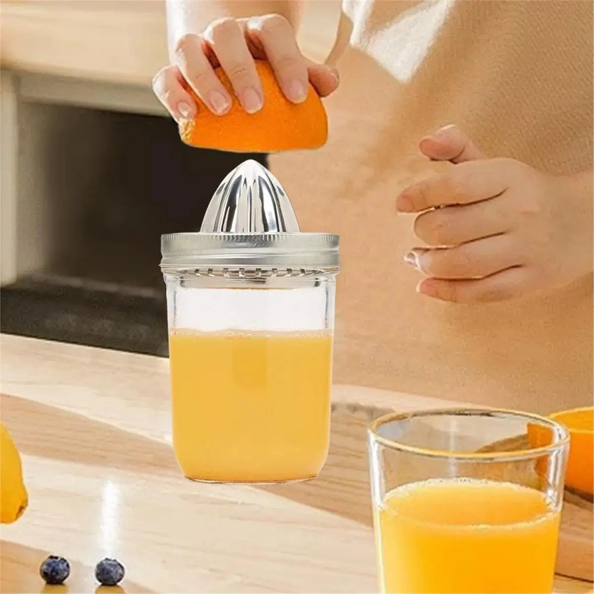 

(A25M) Ручная соковыжималка для банок Мейсона, пресс для апельсинов и лимонов, крышка для соковыжималки для банок Мейсона, аксессуары для соковыжималки из нержавеющей стали для банок Мейсона