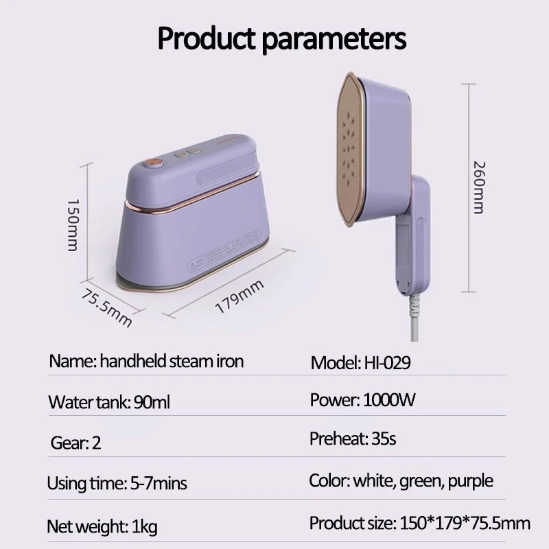 Mini piroscafo per indumenti pieghevole portatile 1000W ferro da stiro a vapore portatile ferro da stiro a vapore elettrico domestico per vestiti 220V