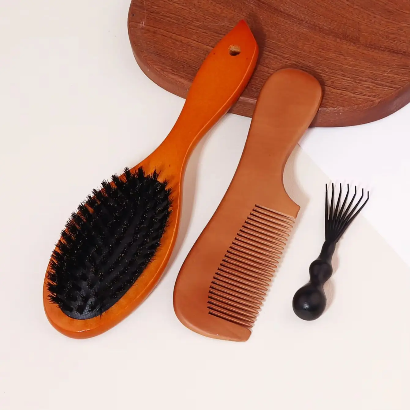 Wooden massage comb set, anti-static and tangle proof, suitable for home hairdressing,special for real hair wigs