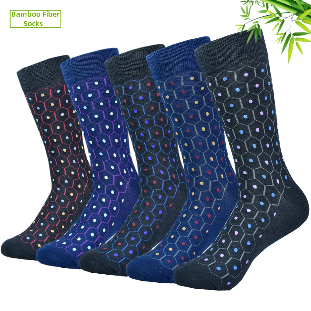

5 Pairs Men's Formal Socks Premium Bamboo Fiber Casual All-Season Men's Socks