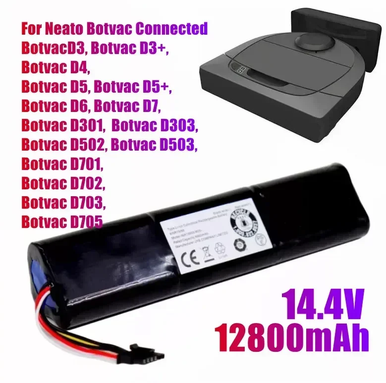 Replacement Battery 14.4V 12800mAh for Neato Botvac D3 D3+ D4 D5 D5+ D6 D7 D301 D303 D502 D503 D701 205-0011 Sweeping Robot