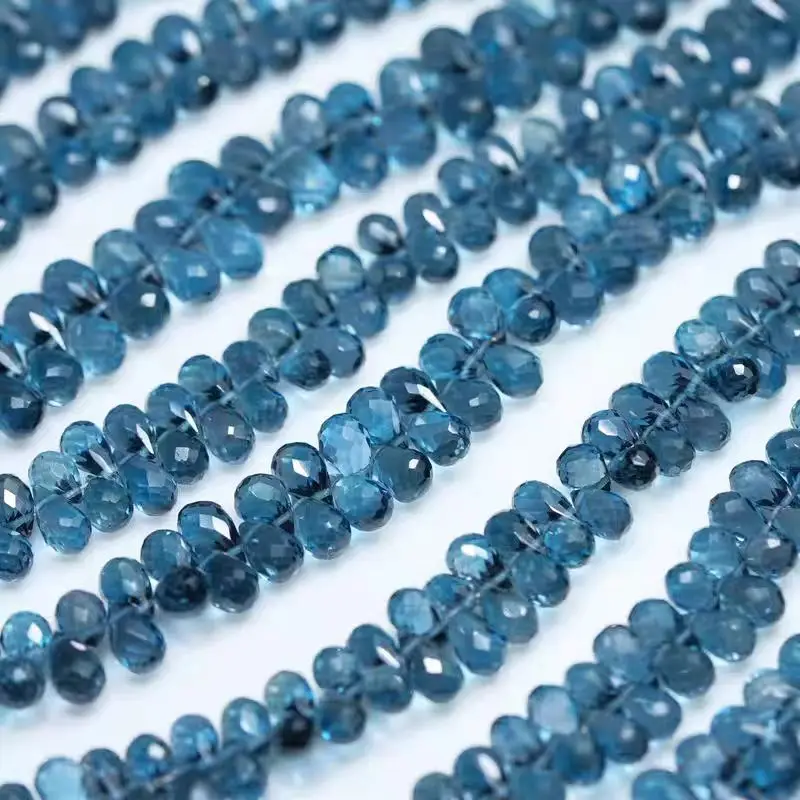 

6A Лондонские синие топазы, граненые 5-7 мм, 10 см, свободные бусины натурального цвета для самостоятельного изготовления ювелирных изделий