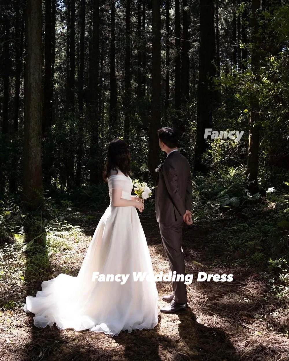 Vestidos de compromiso para fiesta de boda con hombros descubiertos de princesa elegante, vestido de novia de línea A de Organza, corsé trasero personalizado