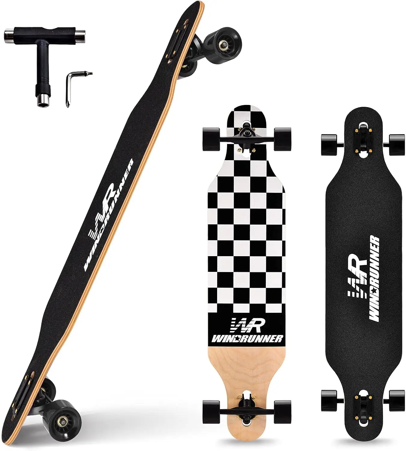 

41-Inch Freeride Longboard Skateboard, Drop Through Deck for Cruising, Carving, and Downhill with T-Tool