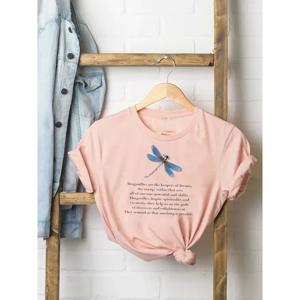 Tee Women T-shirt Summer Short Sleeve Print Clothes Graphic Feather Painting Bird Clothing Fashion Female Top Y2K Streetwear