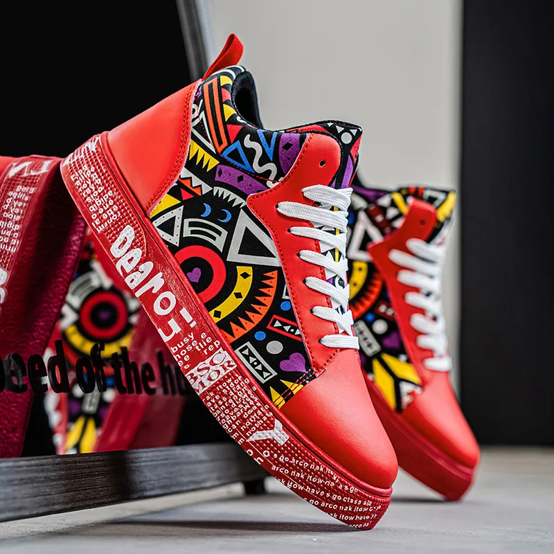 

Mens Casual Sport Shoes 2025 Autumn Fashion Comfort Non Slip Casual Sneakers Platform Outdoor Running Shoes Graffiti Board Shoes