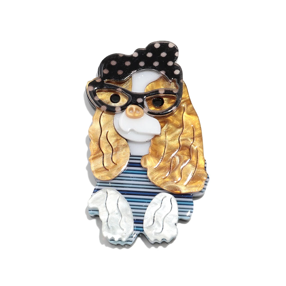 Mode Acryl Haustier Hunde Tragen Gläser Broschen für Frauen Nette Bunte Tiere Spleißen Abzeichen Pins Schmuck – Detail 10