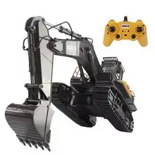 후이나 592 1:14 스케일 RC 굴삭기 22CH 합금 시뮬레이션 모델 장난감 대형 건설 차량 2.4G 충전식 성인 및 소년용