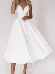 2025 Dress For Women V Neck Multi-color Suspender Sexy Backless Sling Dress Solid Color Temperament Elegant Party Prom Vestidos