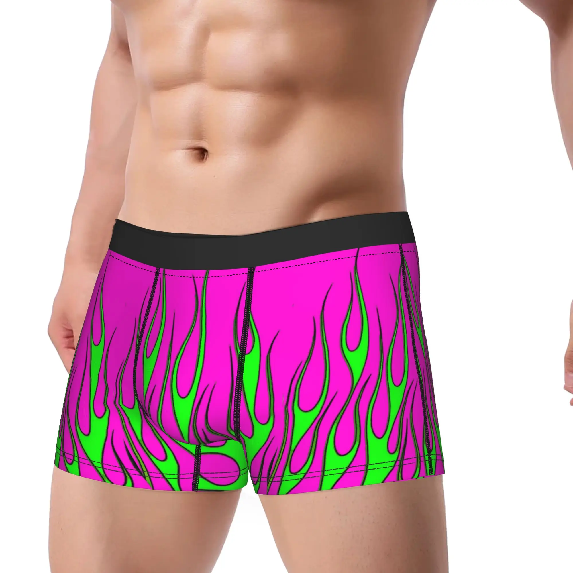 Neon Flame Pattern Underwear  Breathable Panties Custom Shorts Briefs For Males Pouch Plus Size Boxershorts