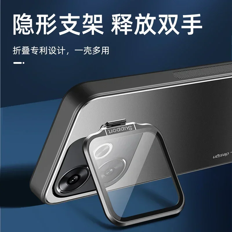 Para realme neo 7 caso lente de metal câmera titular capa para realme neo7 gt 6t gt6 t neo6 se à prova de choque fosco proteger kickstand caso