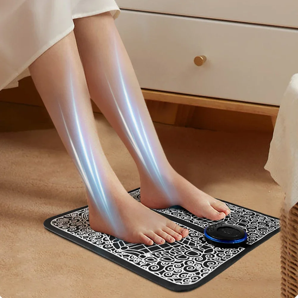 

Massage Pad 8 Modes Foot Circulation Massager USB Rechargeable Leg Muscle Stimulator Remote Control for Relax Feet and Legs