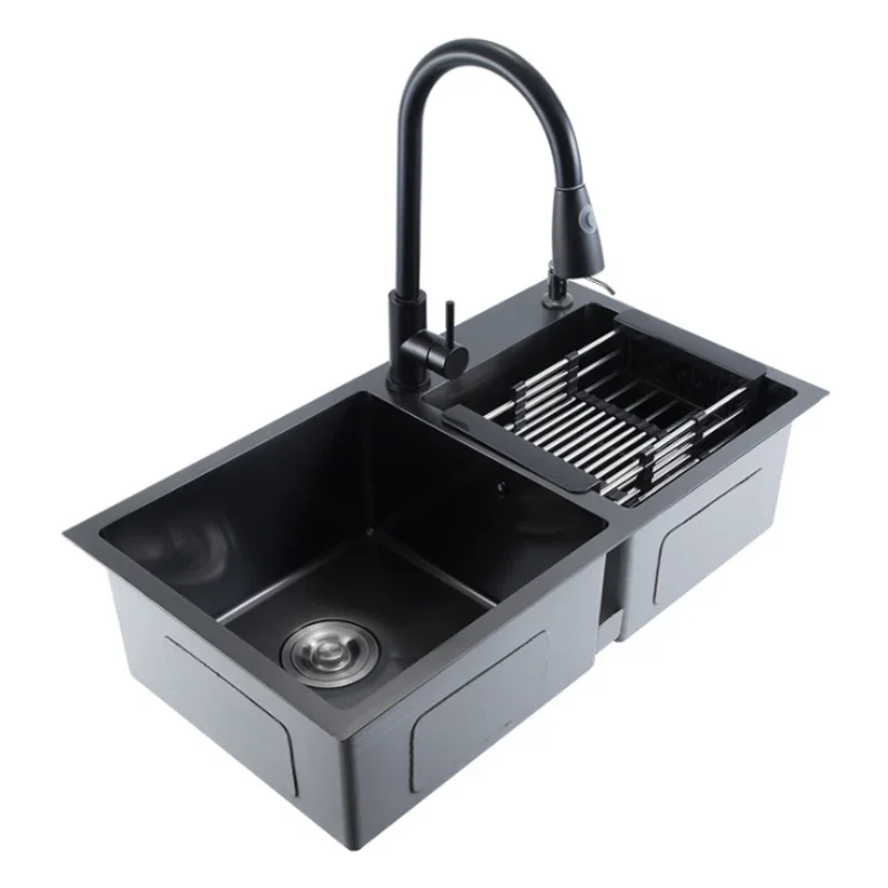 stainless steel Black Bathroom kitchen sink Double Bowl Customized quartz sink in kitchen Contains drain