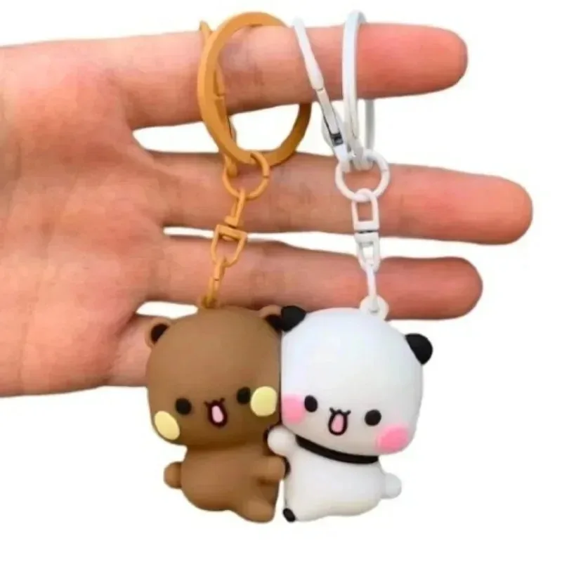 +Cartoon Panda Bubu Dudu Magnetic Keychain =/Cute Backpack Pendant with Toy Figures Couple Accessories Ideal Fantasy Themed Gift