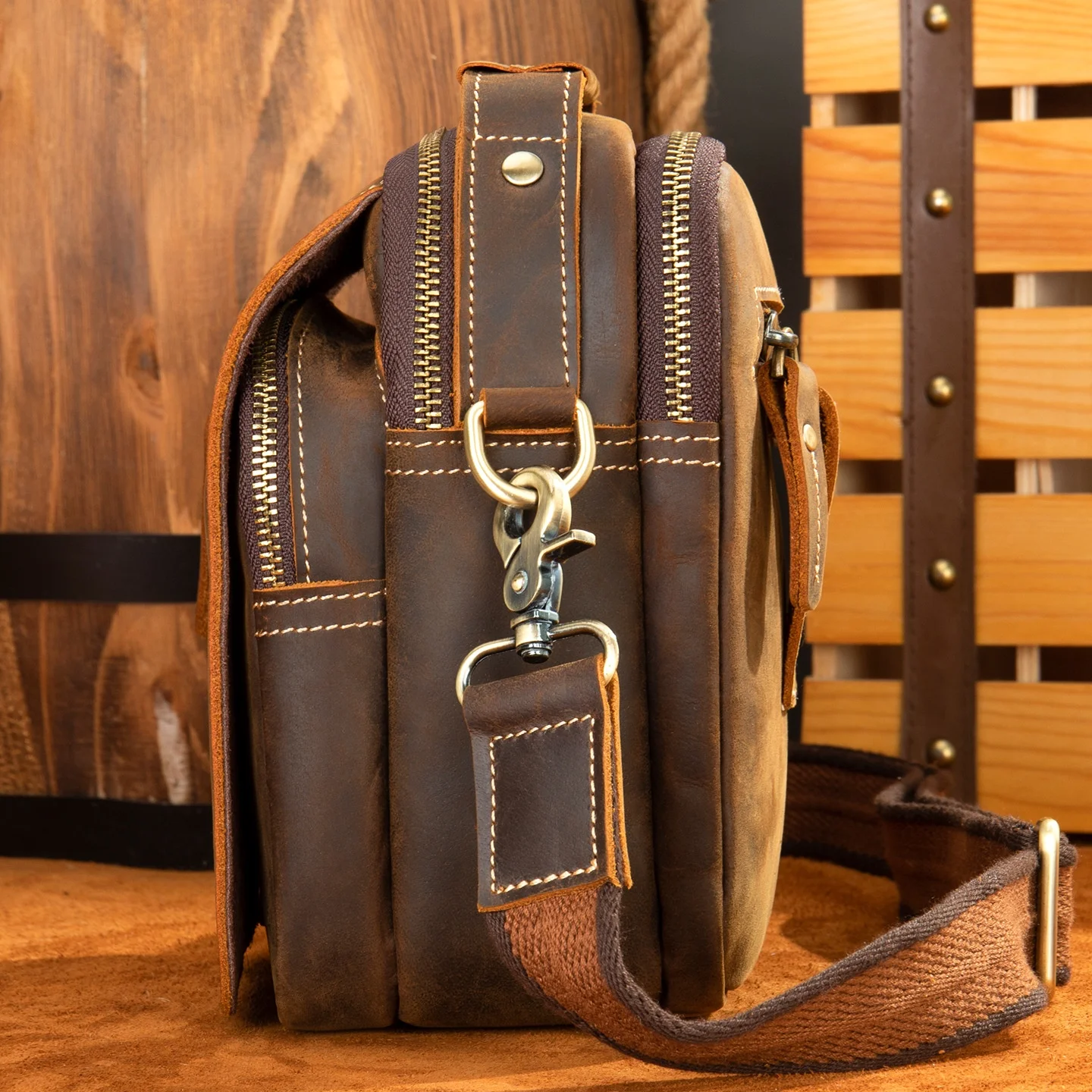 

Мужская осенне-зимняя сумка через плечо из натуральной кожи, модная сумка через плечо в стиле ретро, сумка из воловьей кожи с поясом и верхним слоем