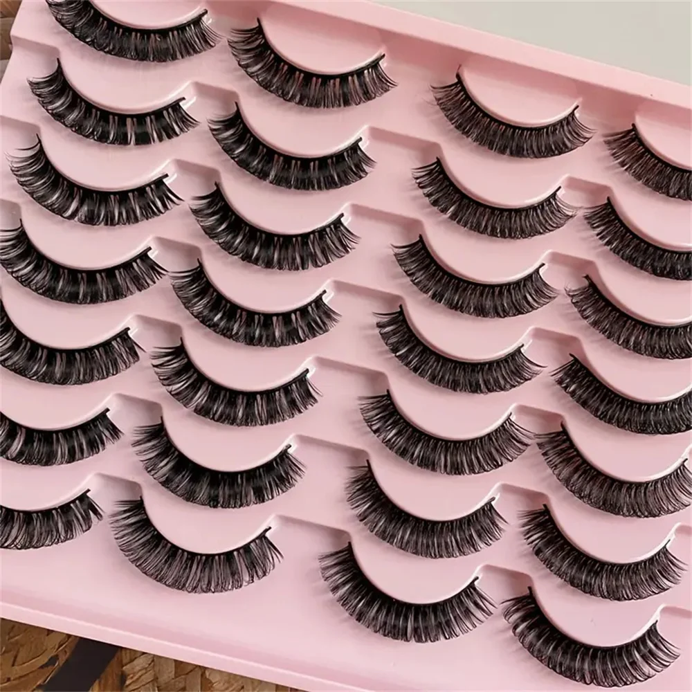 14 pairs eyelashes 15mm short natural lash Curl Reusable Fluffy StripLashes,Suitable for use on stage, parties,lash extensions