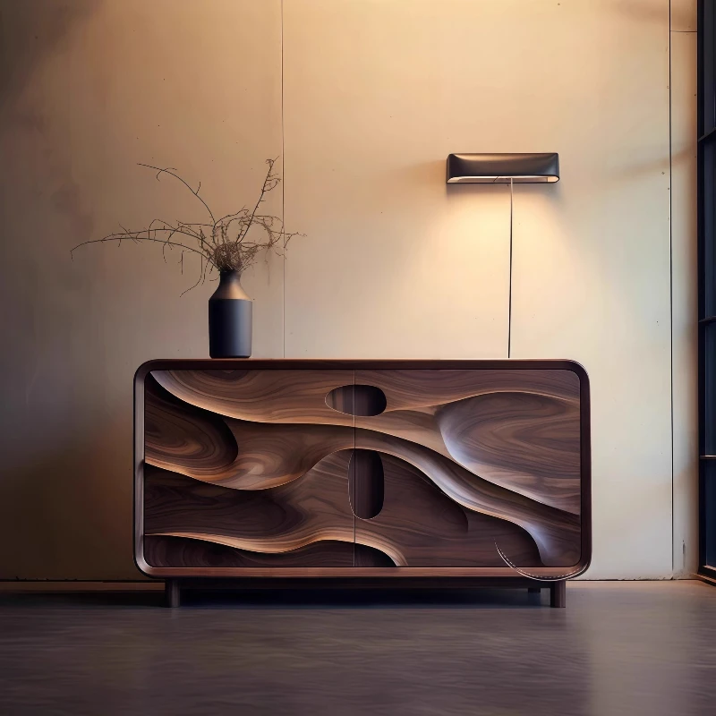 

Medieval North American chest cabinet carved retro entrance cabinet living room wall locker