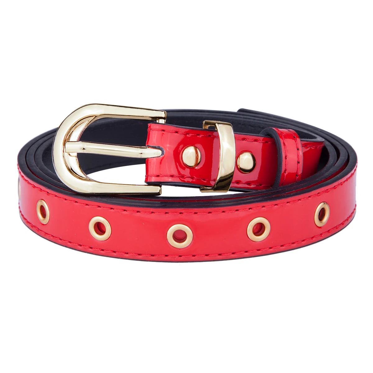 Ceinture fine en cuir verni noir pour femmes, style Hip Hop Punk, marque de luxe, styliste, ajustable, boucle ardillon dorée, unisexe