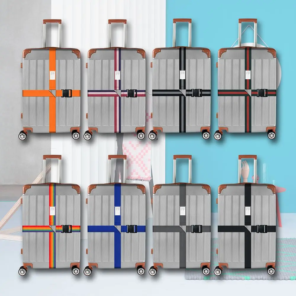 Rainbow Cross Strap Name Sticker Baggage Belts Travel Suitcase Accessories Packing Belt Luggage Buckle Strap
