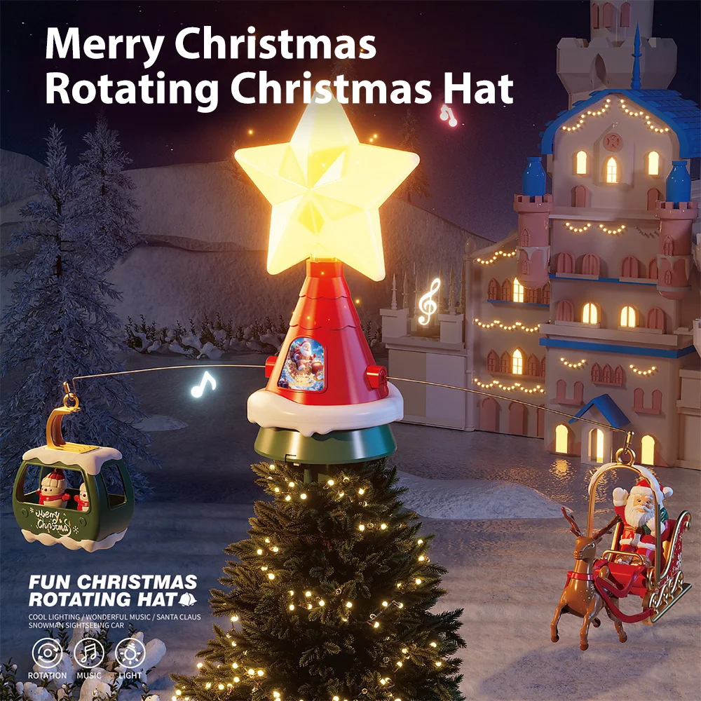 Topper per albero di Natale Decorazione rotante per albero Topper per albero Ornamenti Forniture per feste invernali Decorazioni natalizie Regalo per bambini/adulti