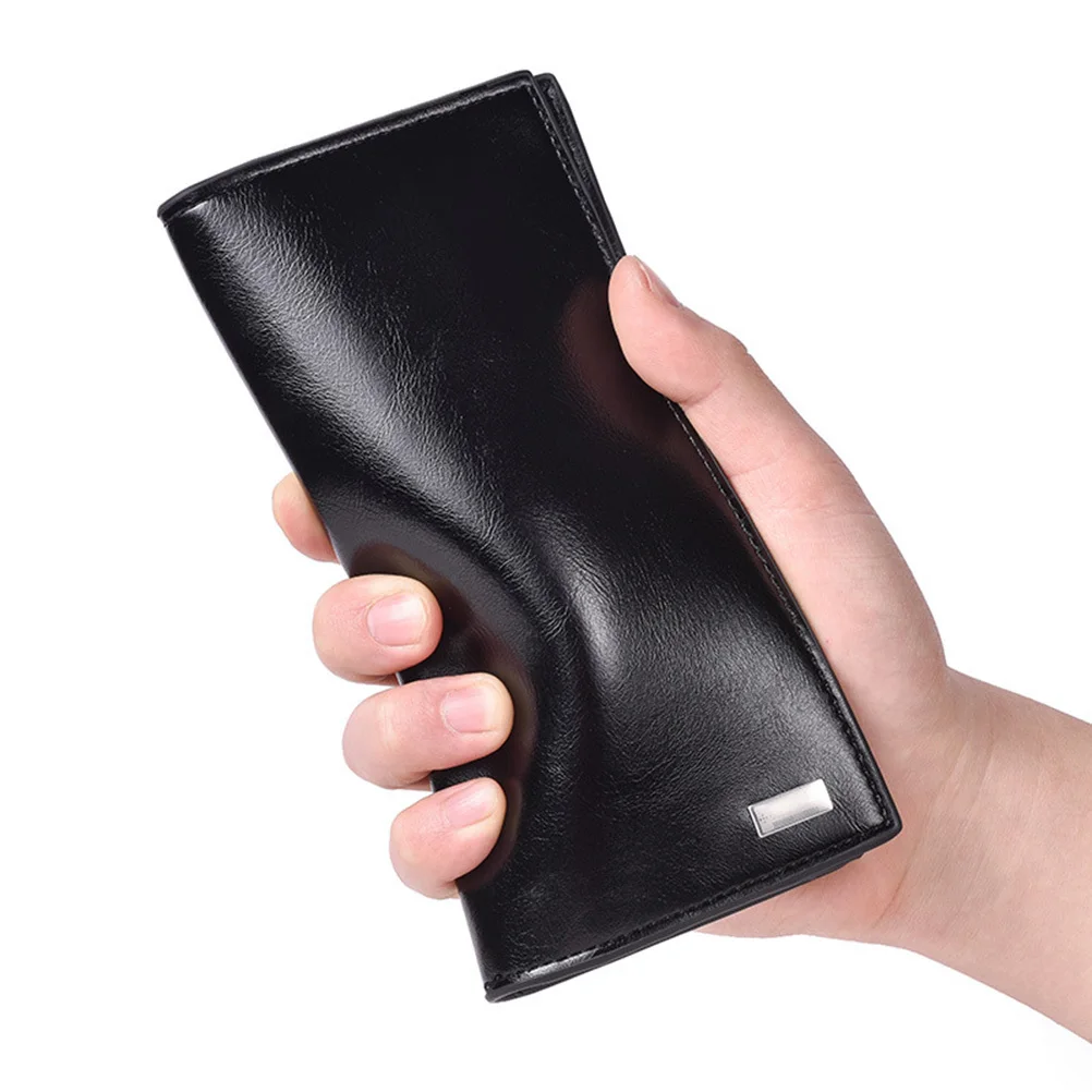 

Men's PU Long Wallet Large Capacity Coffee Color Retro Style for Credit Cards Cash Checkbook Organizing