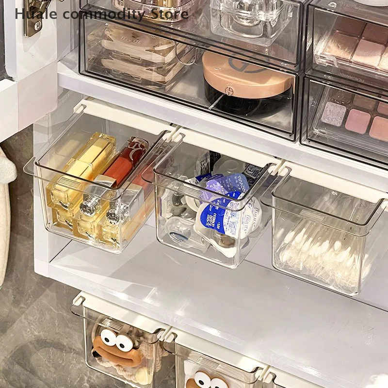 منظم درج خزانة تحت المرآة، خزانة حمام بسيطة وشفافة، مسحات قطنية لمستحضرات التجميل، صندوق تخزين الرف #2