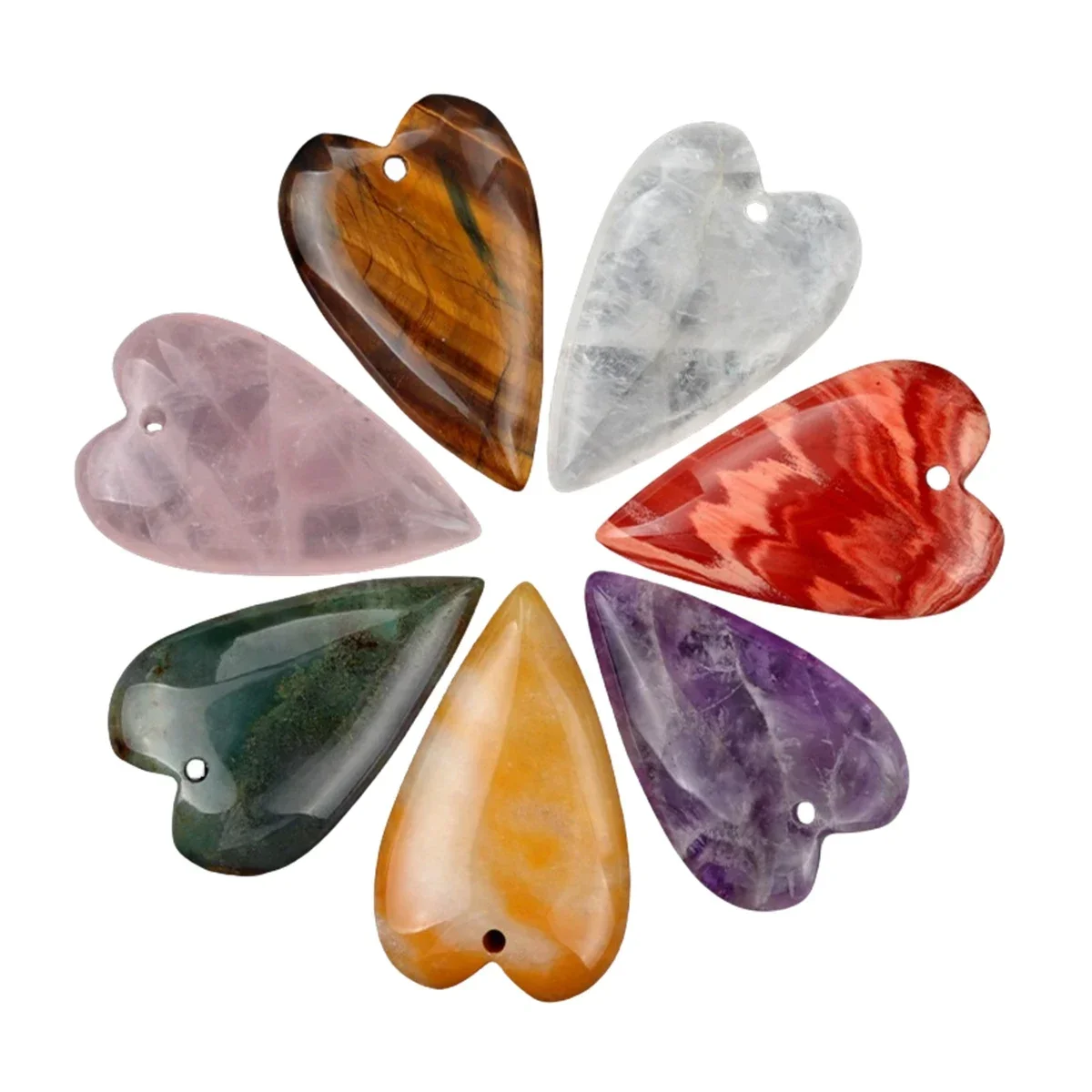 Natural Red Jasper Heart Gemstone Pendant for DIY Making Jewelry Necklace Healing Chakra Crystal Teardrop Decor 25x40mm - view 3