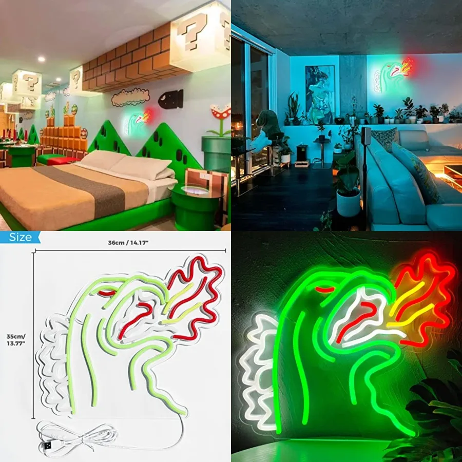 Neon Light King of The Monster Dimmable LED Neon Sign for Wall Decor Gaming Room Lights Boys Room Decor Fire-breathing Monster