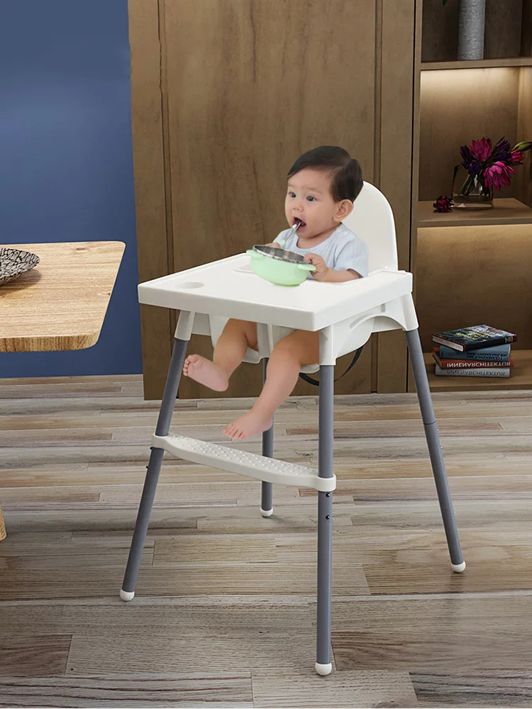 Silla alta para bebé y niño, asiento de comedor de Color sólido, silla de alimentación de altura ajustable con reposapiés, plato de cena y cinturón