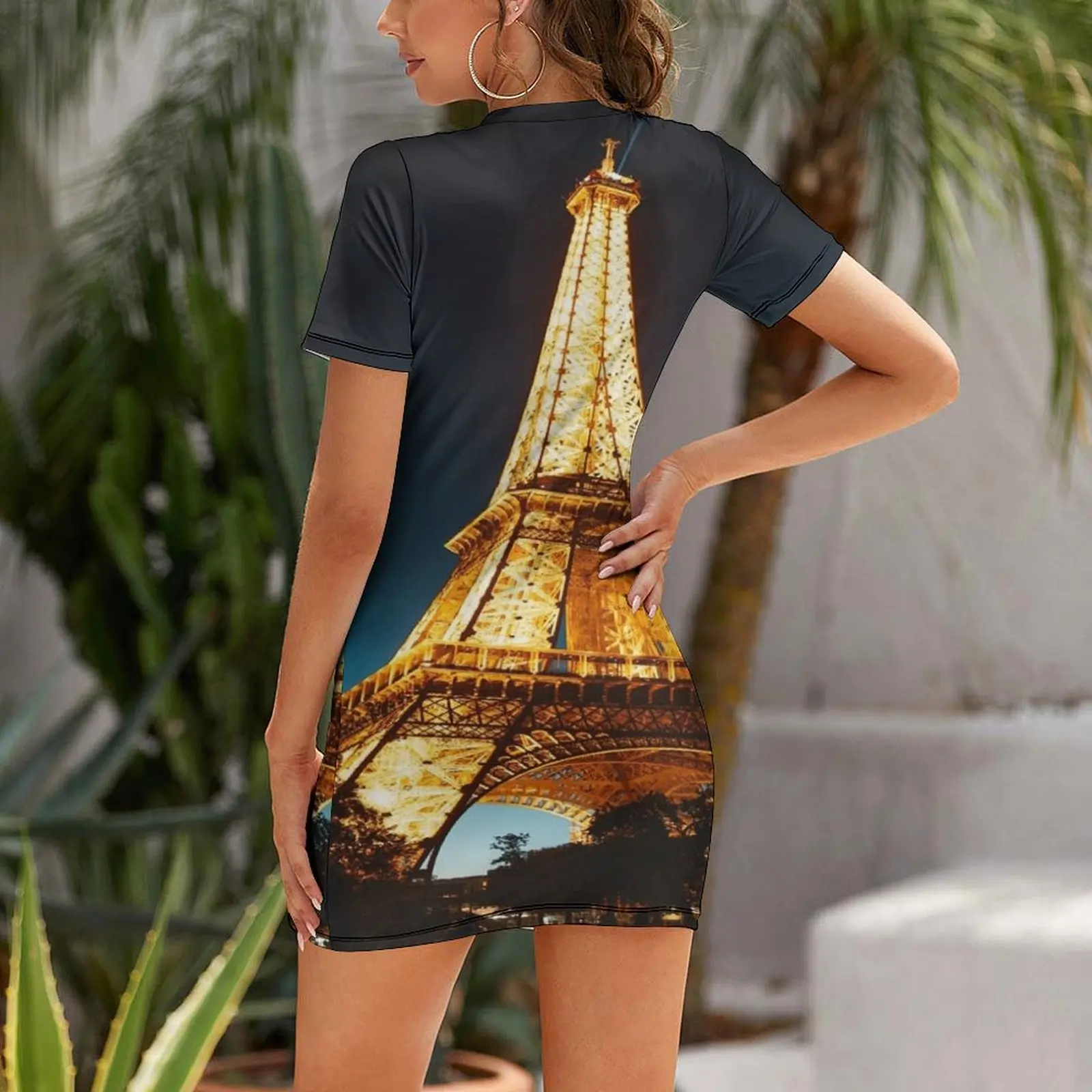 Eiffel tower Comforter Short Sleeved Dress summer dresses women 2025 woman dress elegant women's dresses sale clothes Dress