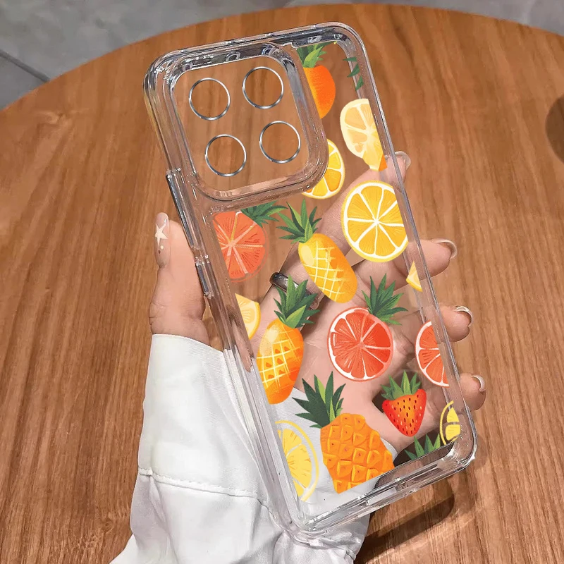 Clear Summer Fruit Case For Xiaomi 11T 13T Poco X6 X5 Pro Funda Redmi Note 13 12 11 10 14 Pro 4G 5G Cherry Watermelon