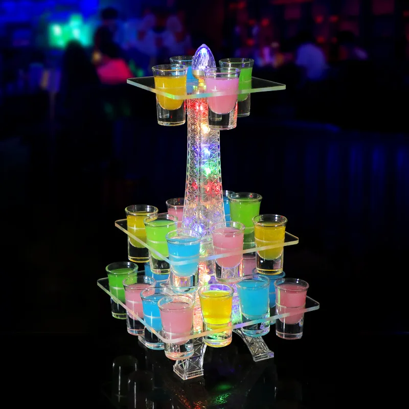 

Paris Eiffel Tower Bar Luminous Cocktail Glass Holder KTV Champagne Red Wine Bullet Glass Holder