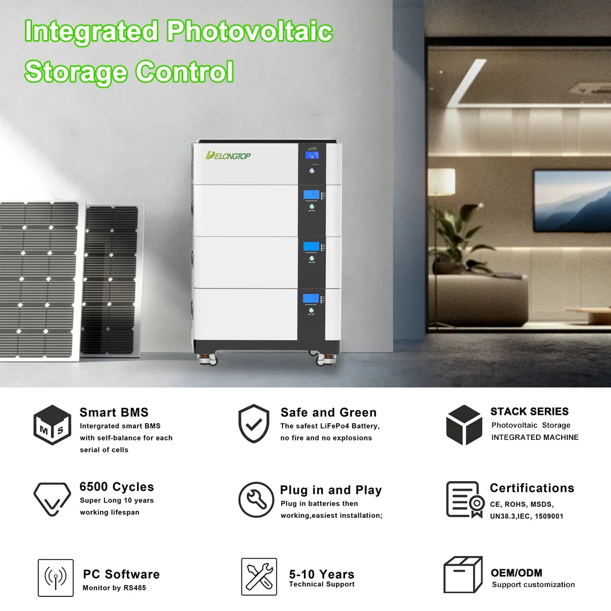 EU Warehouse Stacked Energy Storage 48V 200Ah 300Ah 20kWh 15kWh 30kWh Lithium Batteries Lifepo4 Solar Battery Pack With Inverter view 4