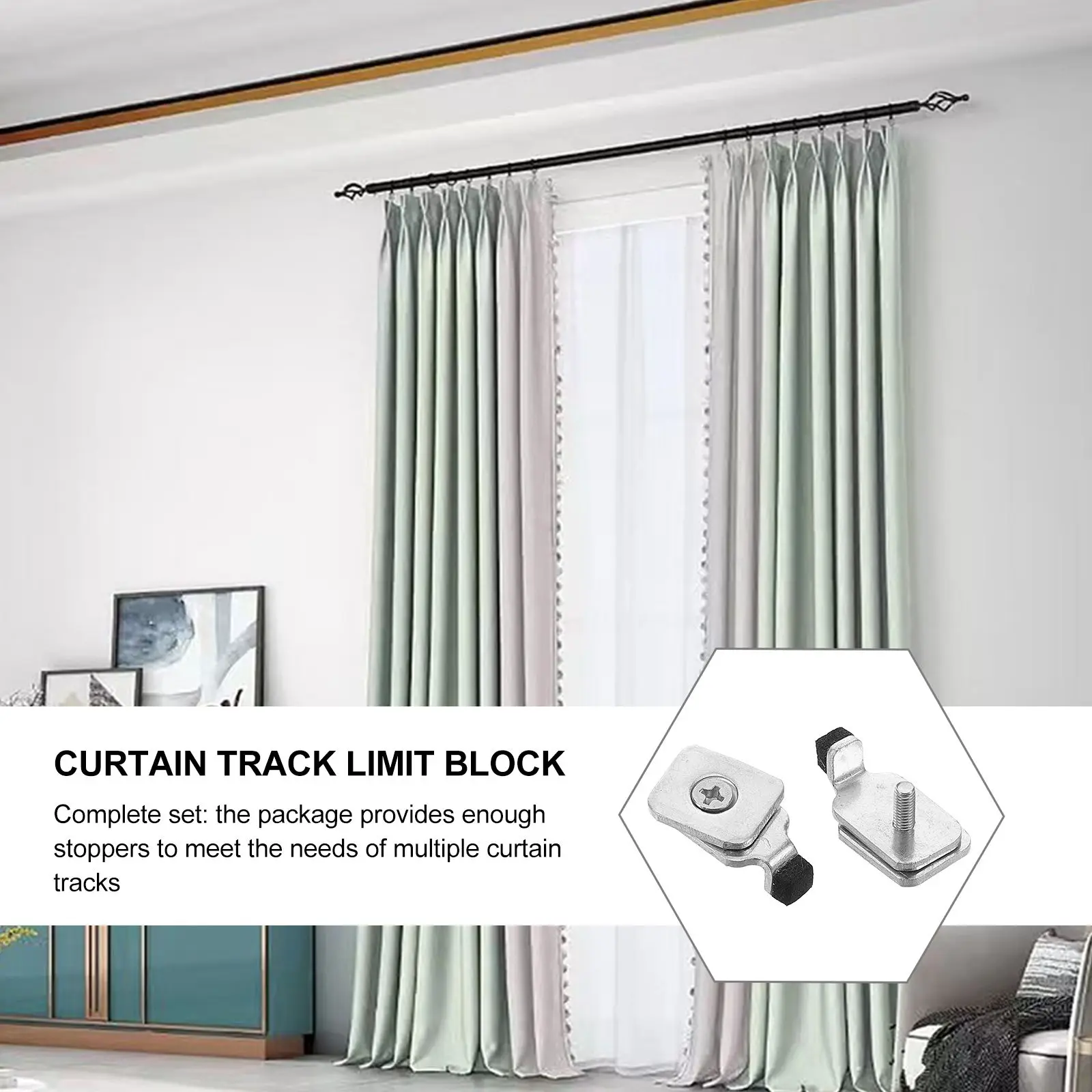 20 Pcs Curtain Track Accessories Slide Stopper End Plug Pole Caps Iron Pulley System Rods