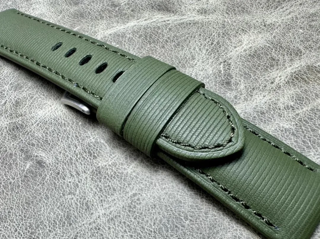 Top Quality 24mm Blue Green Vintage Retro Italy Genuine Leather Watchband Replace For Panerai Watch Strap PAM Bracelet