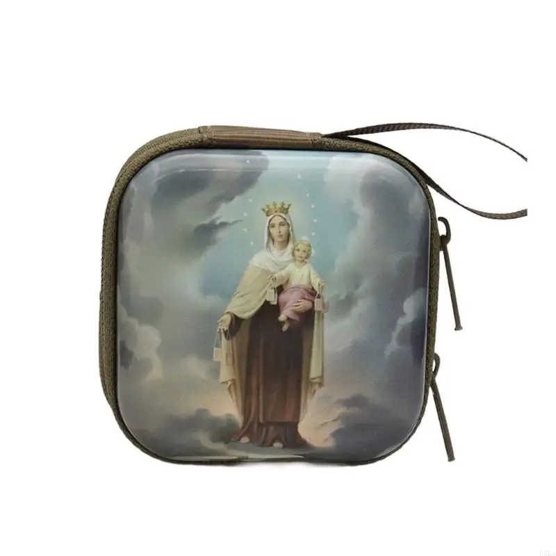 Catholic Rosary Coin Purses Rosary Beads Holders Bag with Zippers Closures