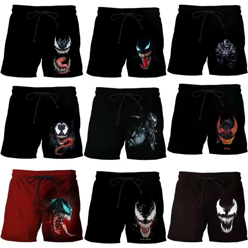 Marvel Legends Venom Beach Pants Men Casual Sports Shorts Hip-Hop Pants Comfortable Quick-Drying Shorts Holiday Gift