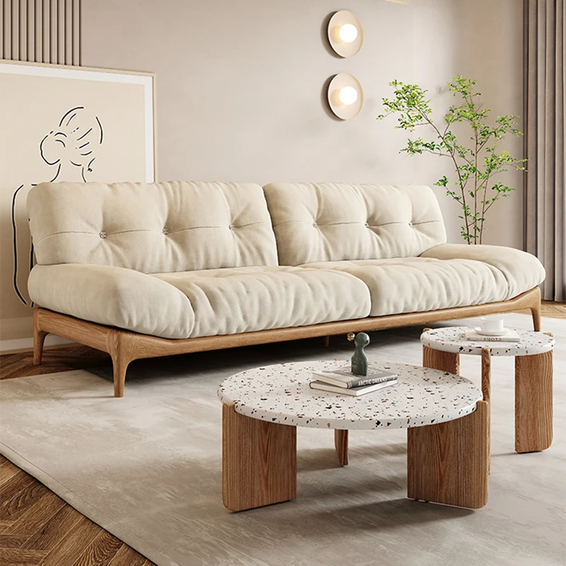 Drewniana minimalistyczna Sofa do przechowywania designerska japońska klasyczna recepcja kanapa Vintage pojedyncza pufa Chambre meble łóżko-zestaw