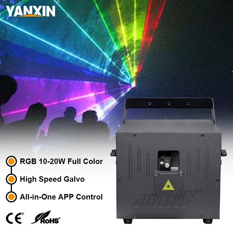 20W RGB Full Color Scanning Laser Light 3D Animation Auto Sound ILDA DMX For DJ Disco Stage Party Bar Nightclub FB4 Lasershows