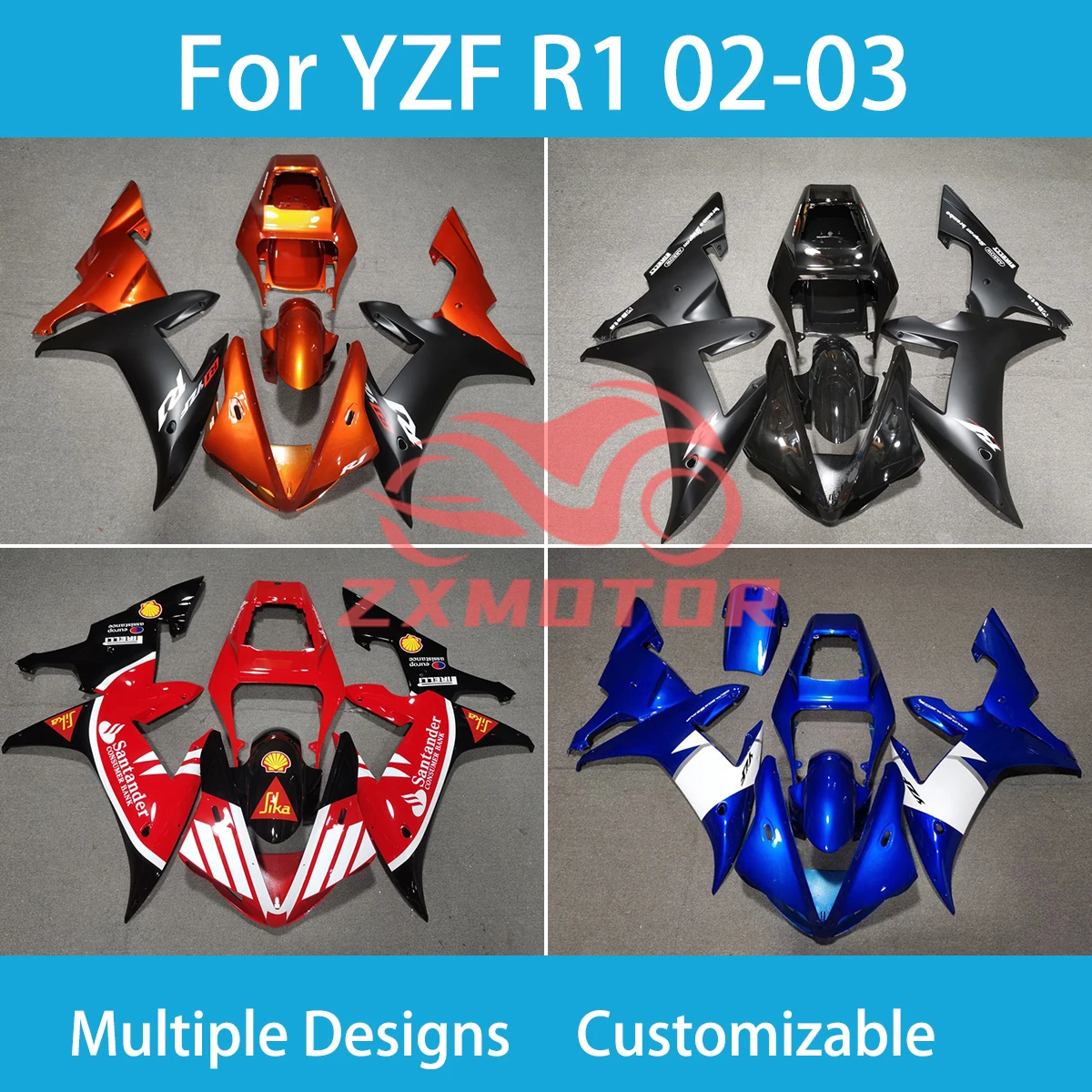 YZF R1 2002 2003 ABS Fairings for Yamaha YZF R 1 02 03 Free Customization Aftermarket ABS Plastic Fairing Body Parts Kit