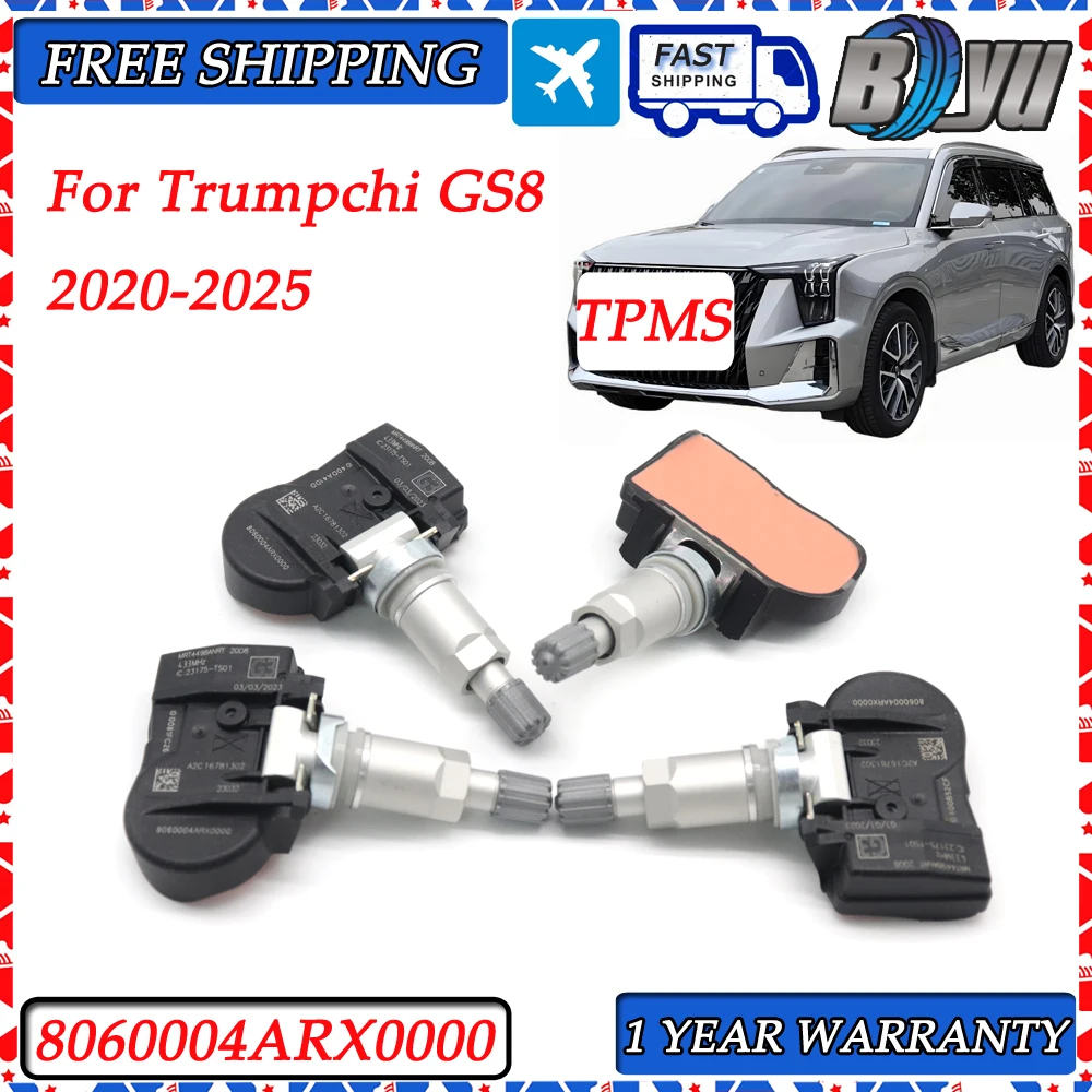 

For Trumpchi GA6 GA8 GM6 GM8 E8 E9 M6 GS3 GS4 GS5 GS7 GS8 Aion LX S V Y Plus 4PCS Tire Pressure Sensor 8060004ARX0000 TPMS